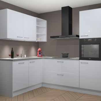 Sneeuwwitte Hoogglans keuken Cognac 99893