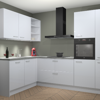 Sneeuwwitte Hoogglans keuken Cognac 99894