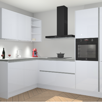 Sneeuwwitte Hoogglans greeploze keuken Cognac 99895