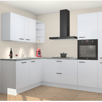 Sneeuwwitte Hoogglans keuken Cognac 99896