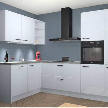 Sneeuwwitte Hoogglans keuken Cognac 99897