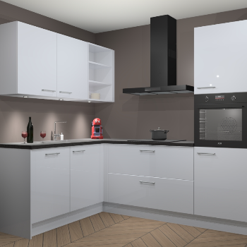 Sneeuwwitte Hoogglans keuken Cognac 99899