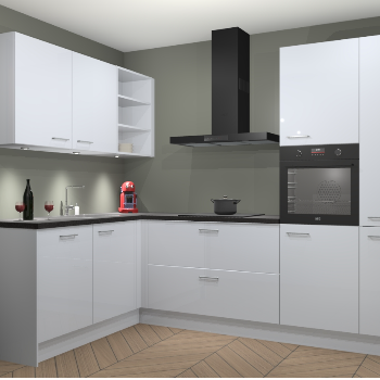 Sneeuwwitte Hoogglans keuken Cognac 99900