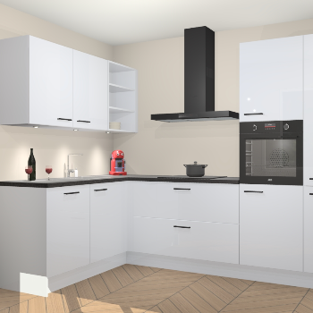 Sneeuwwitte Hoogglans keuken Cognac 99902