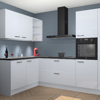 Sneeuwwitte Hoogglans keuken Cognac 99903