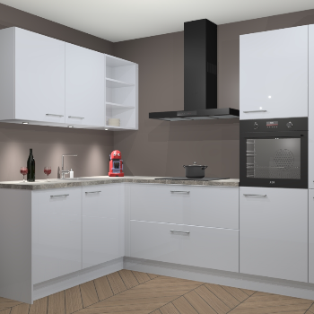 Sneeuwwitte Hoogglans keuken Cognac 99905