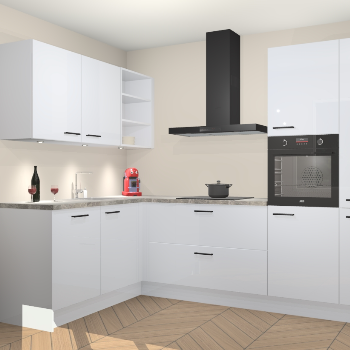 Sneeuwwitte Hoogglans keuken Cognac 99908