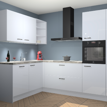 Sneeuwwitte Hoogglans keuken Cognac 99909