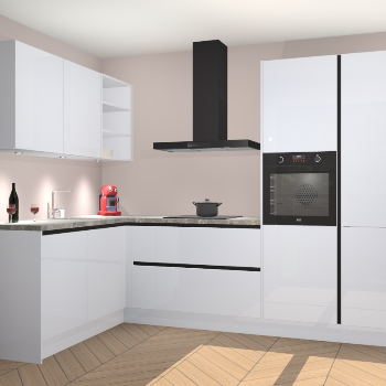 Sneeuwwitte Hoogglans greeploze keuken Cognac 99910