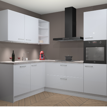 Sneeuwwitte Hoogglans keuken Cognac 99911