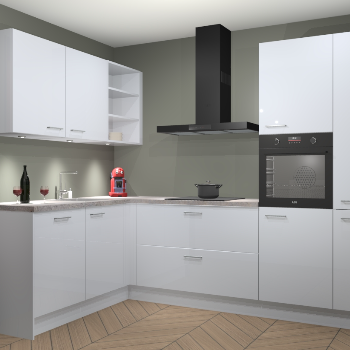 Sneeuwwitte Hoogglans keuken Cognac 99912