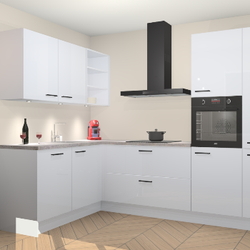 Sneeuwwitte Hoogglans keuken Cognac 99914