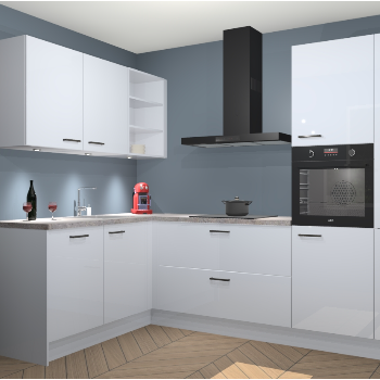 Sneeuwwitte Hoogglans keuken Cognac 99915