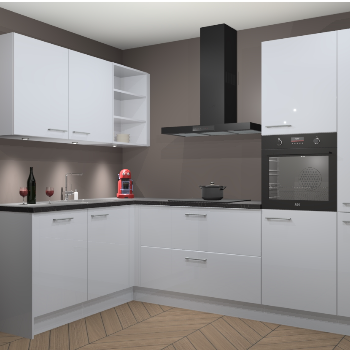 Sneeuwwitte Hoogglans keuken Cognac 99917