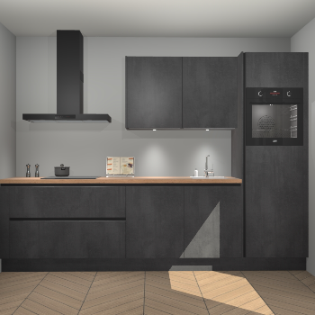 Beton Zwarte greeploze keuken Havana 101210