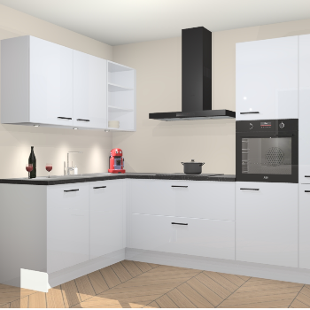 Sneeuwwitte Hoogglans keuken Cognac 99920