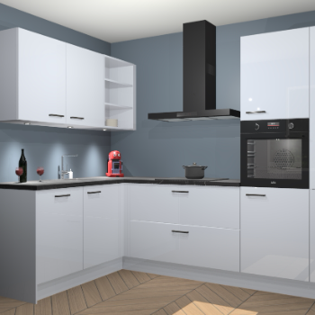 Sneeuwwitte Hoogglans keuken Cognac 99921