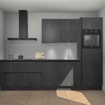 Beton Zwarte greeploze keuken Havana 101298