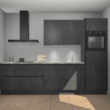 Beton Zwarte greeploze keuken Havana 101329