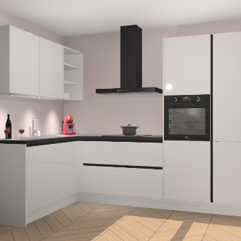 Zijdegrijze Hoogglans greeploze keuken Cognac 99940