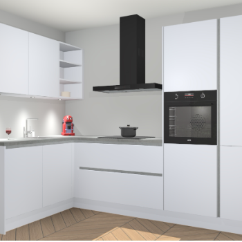 Sneeuwwitte greeploze keuken Cognac 100059