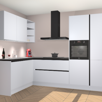 Sneeuwwitte greeploze keuken Cognac 100068