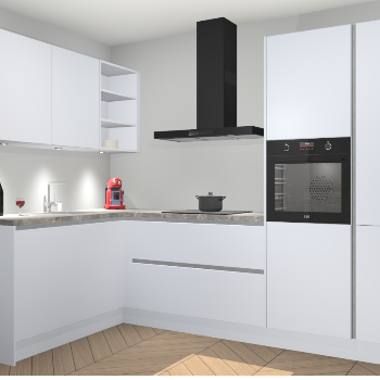 Sneeuwwitte greeploze keuken Cognac 100072