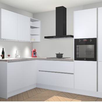 Sneeuwwitte greeploze keuken Cognac 100079