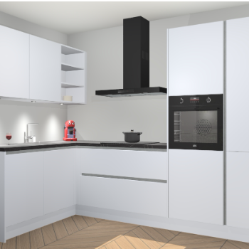 Sneeuwwitte greeploze keuken Cognac 100085