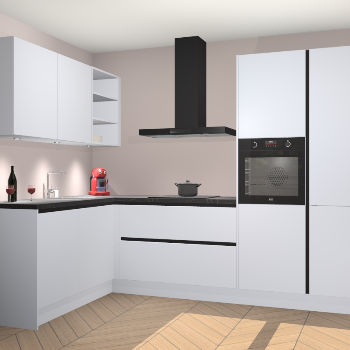 Sneeuwwitte greeploze keuken Cognac 100088