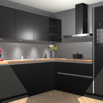 Zwarte greeploze keuken Luanda 101484