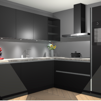 Zwarte greeploze keuken Luanda 101502