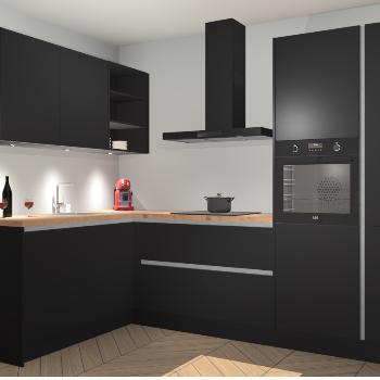 Zwarte greeploze  keuken Cognac 100097