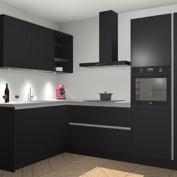 Zwarte greeploze  keuken Cognac 100724