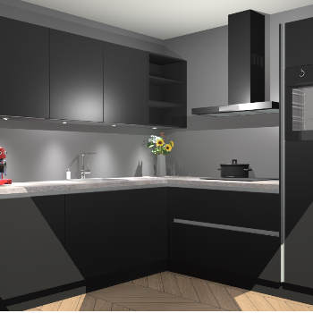 Zwarte greeploze keuken Luanda 101508