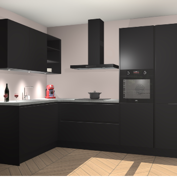 Zwarte greeploze  keuken Cognac 100727