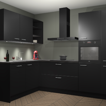 Zwarte keuken Cognac 100729