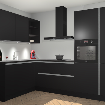 Zwarte greeploze  keuken Cognac 100730