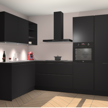 Zwarte greeploze  keuken Cognac 100733