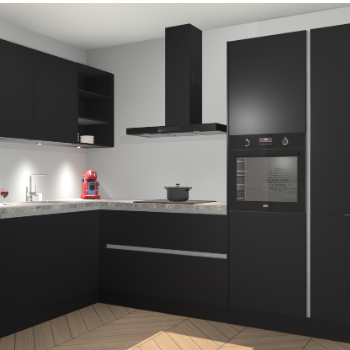 Zwarte greeploze  keuken Cognac 100736