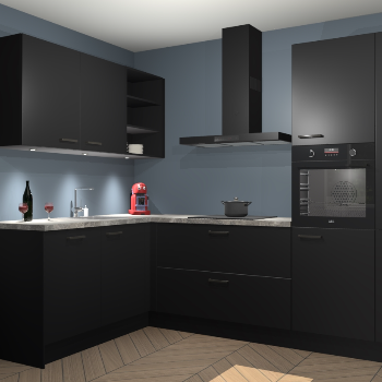 Zwarte keuken Cognac 100738