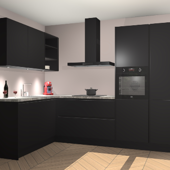 Zwarte greeploze  keuken Cognac 100739