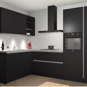 Zwarte greeploze  keuken Cognac 100742