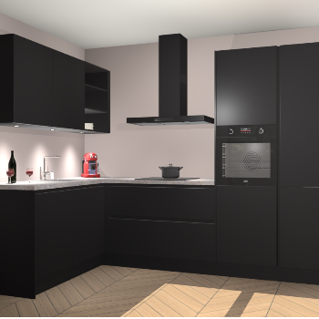 Zwarte greeploze  keuken Cognac 100745