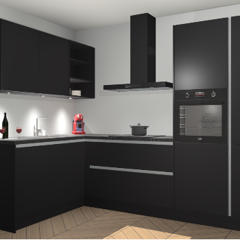 Zwarte greeploze  keuken Cognac 100748