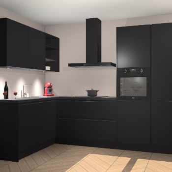 Zwarte greeploze  keuken Cognac 100751