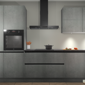 Beton parelgrijze greeploze keuken Parijs 102048