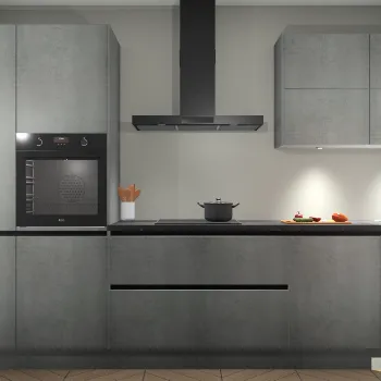 Beton parelgrijze greeploze keuken Parijs 102048