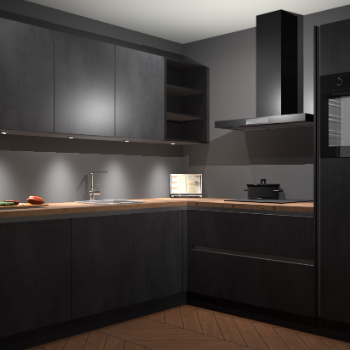 Beton Zwarte greeploze keuken Luanda 101804