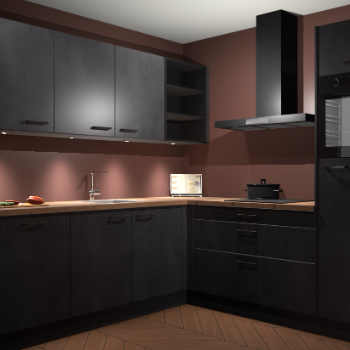 Beton Zwarte keuken Luanda 101806